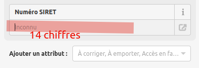 Numéro SIRET avec 14 chiffres à renseigner